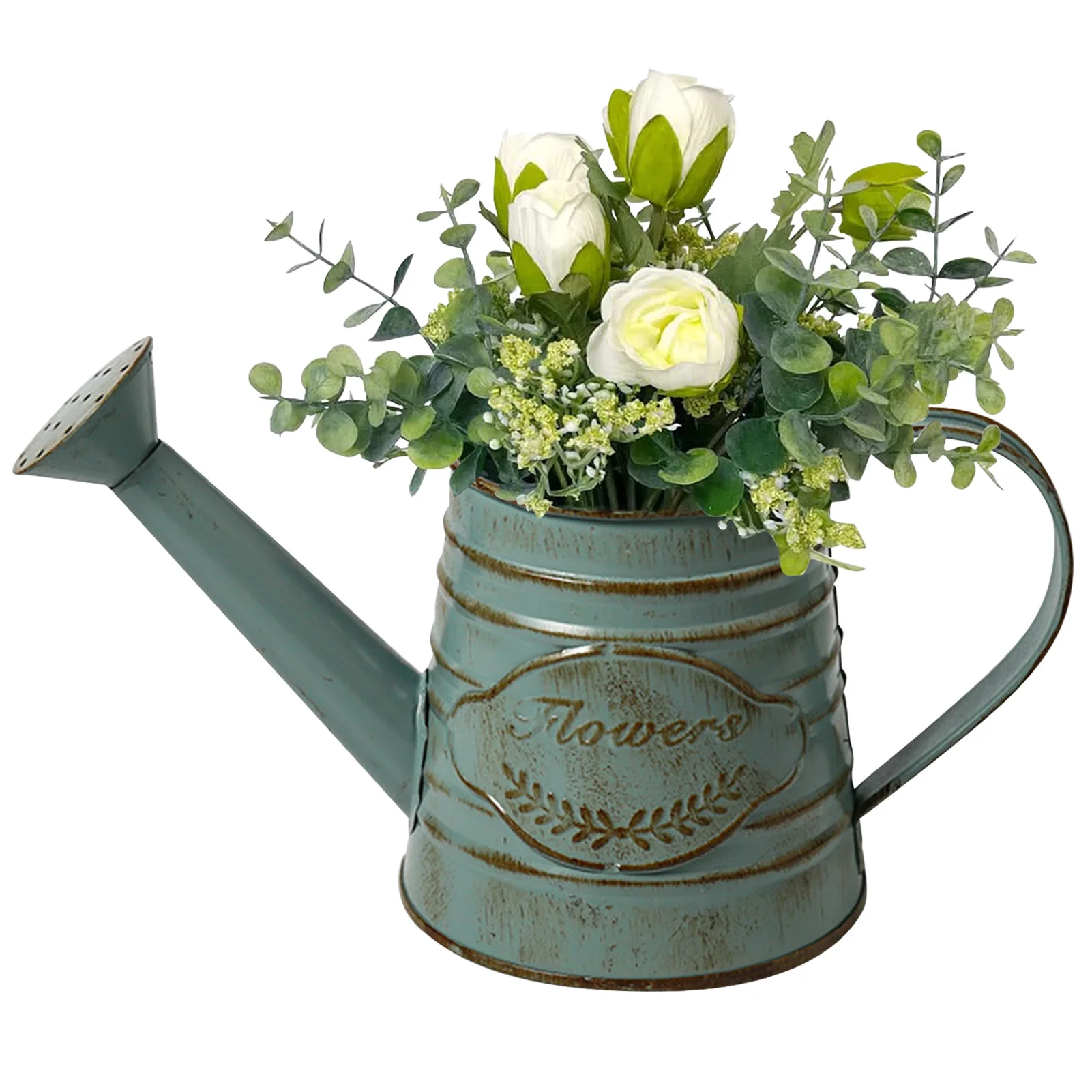 

1Pcs Flower Arrangement Flower Pot Retro Flower Vase Galvanized Metal Flower Ornament For Home Garden Office Decor