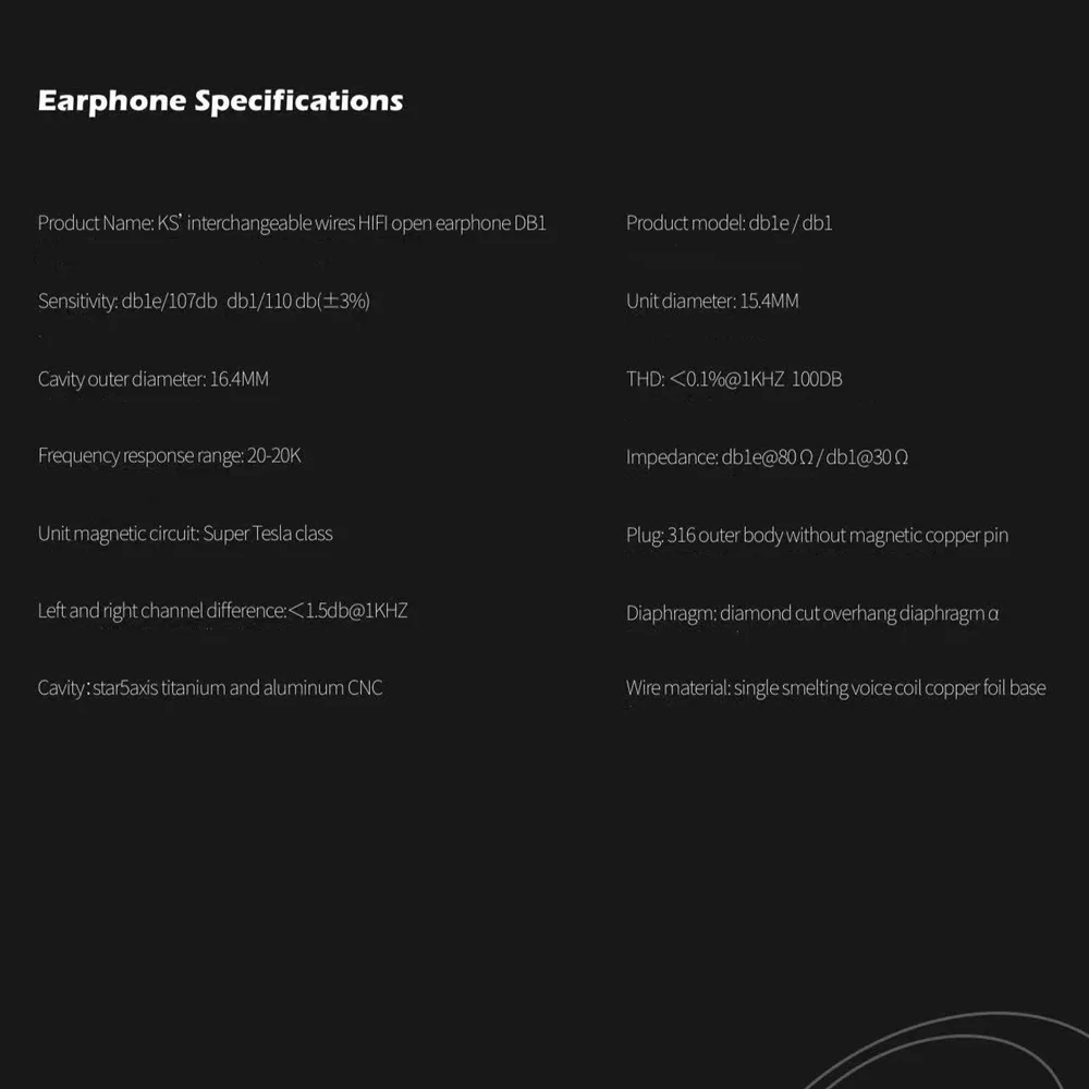 Ksearphone вкладыши металлические наушники Temperament/DB1/DB1E титановый сплав с плоской