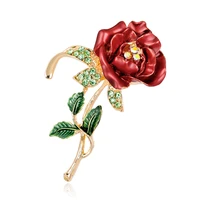 classic enamel red rose flower brooches for women alloy flower weddings party office casual bouquet diy brooch pins gifts