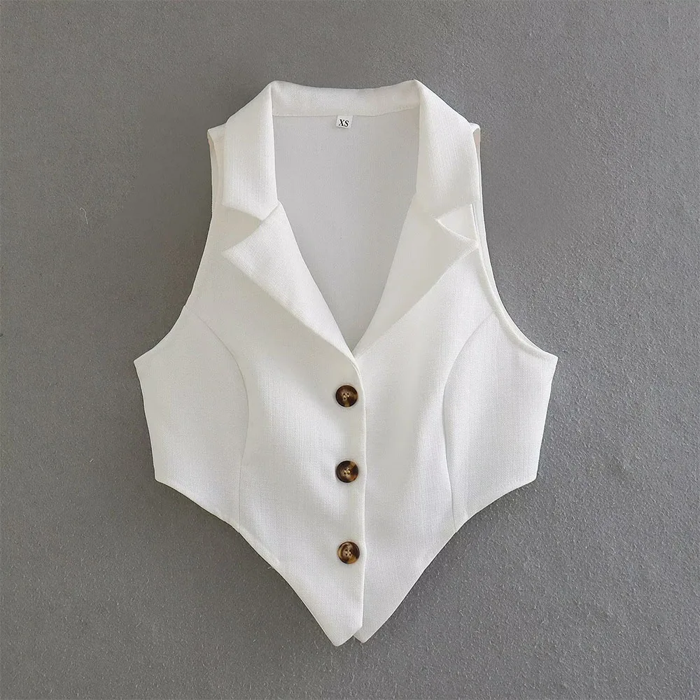 

Early autumn new fashion women's retro sexy temperament all-match lapel sleeveless asymmetric hem suit vest