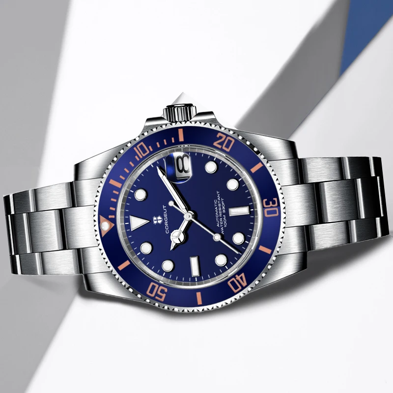 Мужские водонепроницаемые часы с керамическим стеклом и сапфировым 40 мм