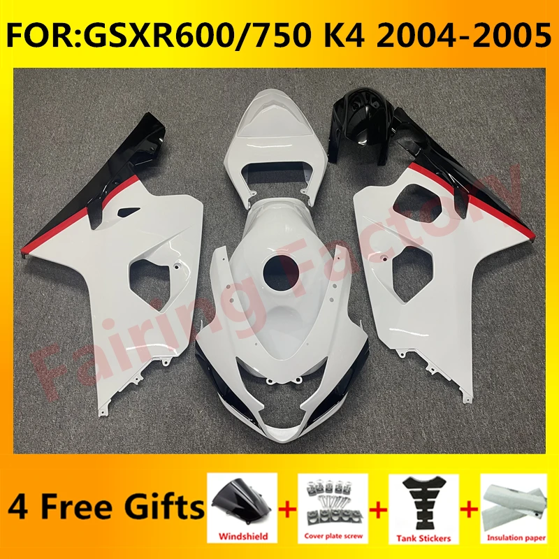 

NEW ABS Motorcycle Whole Fairing kit fit for GSXR600 750 04 05 GSXR 600 GSX-R750 K4 2004 2005 full Fairings kits set black white