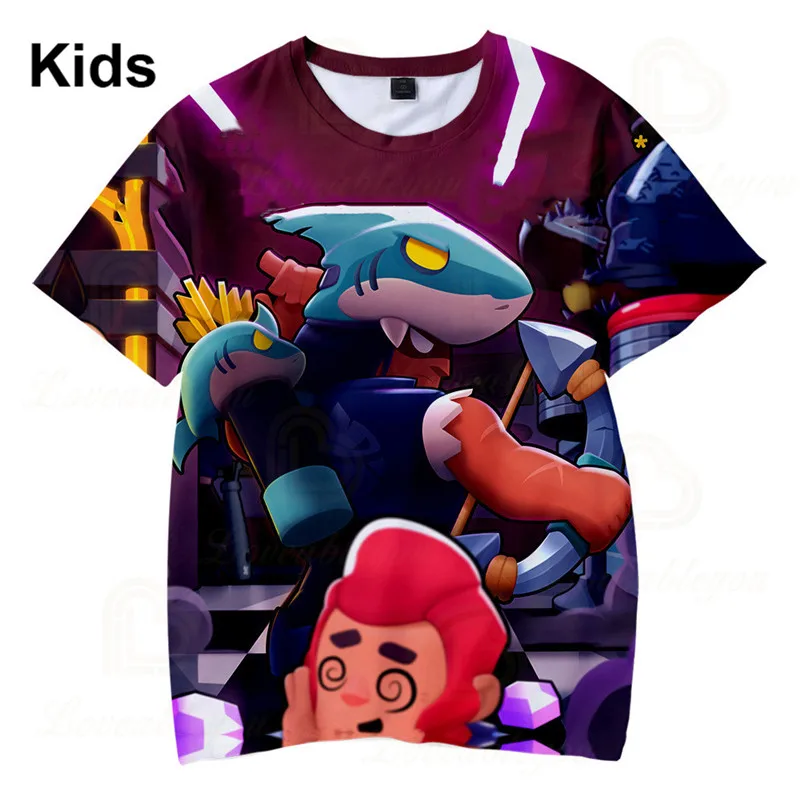 

Baby Cartoon Camiseta Summer Star Brock Crow Leon Spike Kids T-shirt Shooter Game 3D Shirt Short Sleeve Tops for Boys Girls