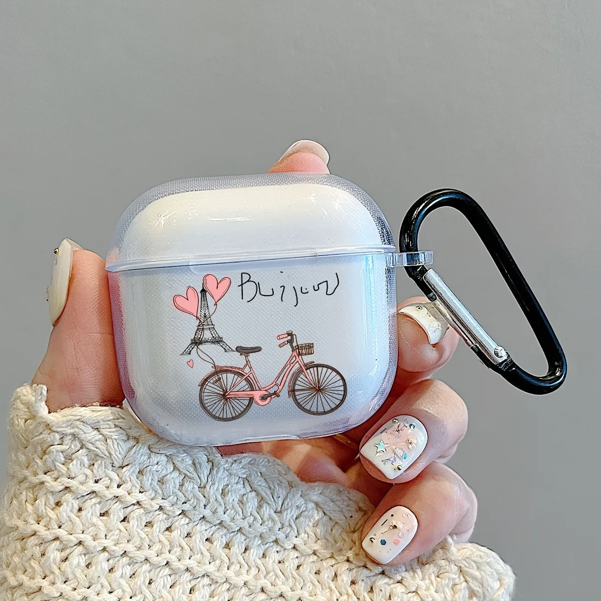 Фото Чехол для Airpods Pro/Pro2 с рисунком дорожного знака, мягкий прозрачный чехол из ТПУ с брелоком для наушников Airpods 3/4, защитный чехол для наушников №2
