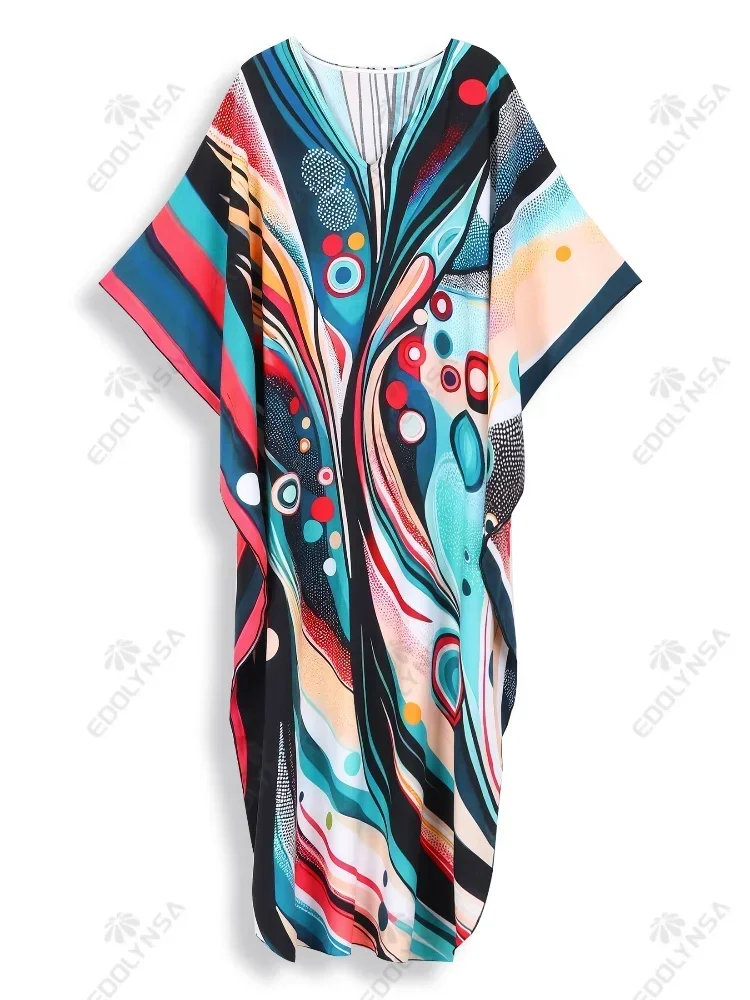 Женское богемное пляжное платье кафтан пляжная одежда Moo непринужденный