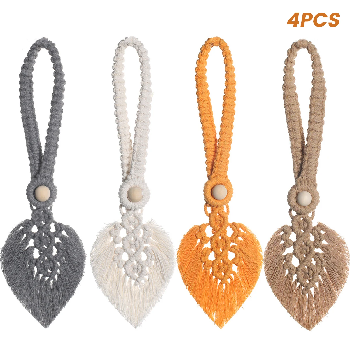 

4 шт. занавески, занавески с листьями и кисточками, занавески ручной вязки, трос для галстука, декоративная хлопковая веревка, занавеска