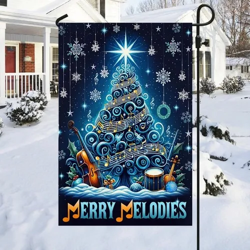 Фото Музыкальный рождественский флаг Merry Melodies, садовый флаг UUI GGX №1