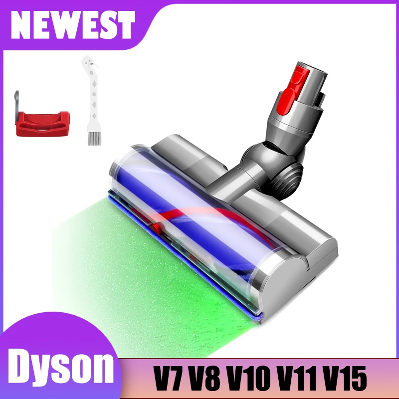 

Комплект щеток для насадки для пола с прямым приводом для Dyson V7 V8 V10 V11 V15, сменная щетка для пылесоса, зеленый свет, большой ролик