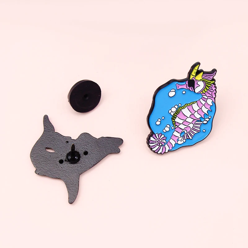 Эмалированная булавка в виде животного морской лошади акулы броши Mr Shark/Mr Seahorse