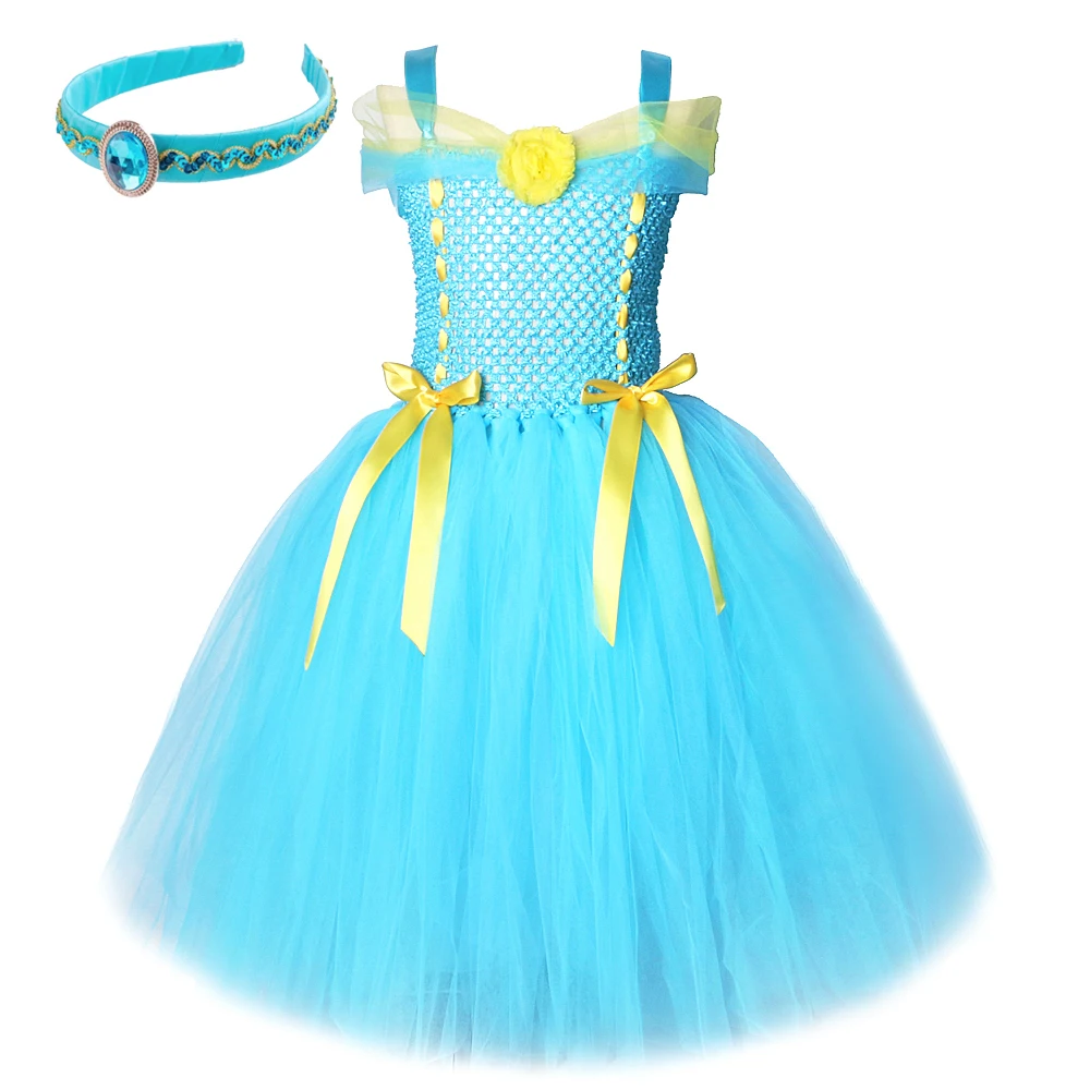 

Jasmine Girls Dress Cosplay Costume Summer Unicorn Party Little Princess Dress Christmas Birthday Gift 3-12 Years Kids Clothes