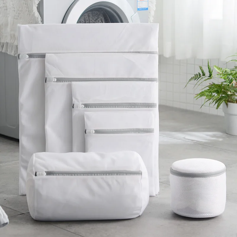 

1Pcs White Laundry Basket Gray Zipper Dirty Clothes Organizer Washing Machine Bag Poyester Multi Purpose Laundry Care Accessory