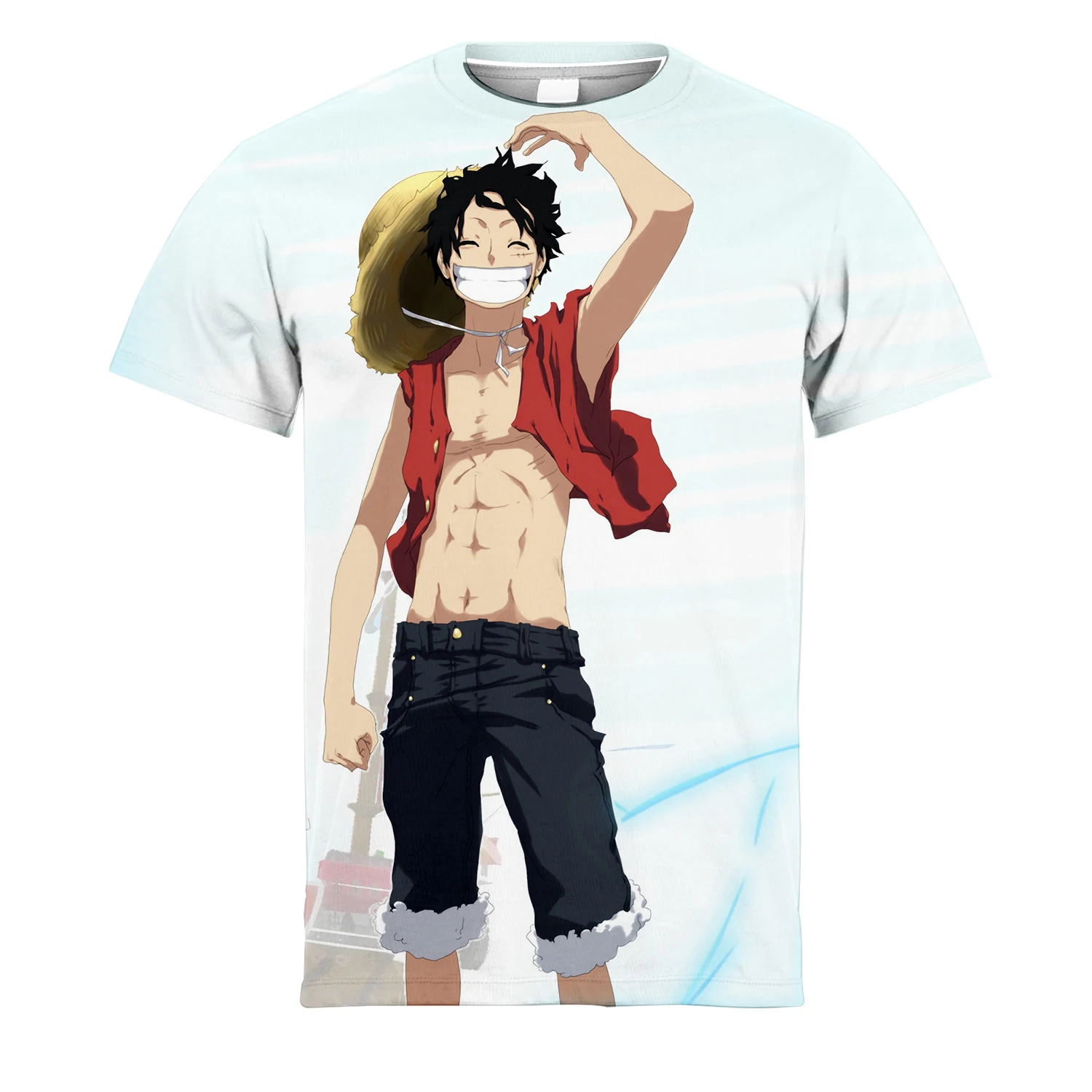 

Summer Animation One Piece Sunny Youthful Young Men And Women Casual Breathable Hip Hop 3d Printing Personality Short Sleeve
