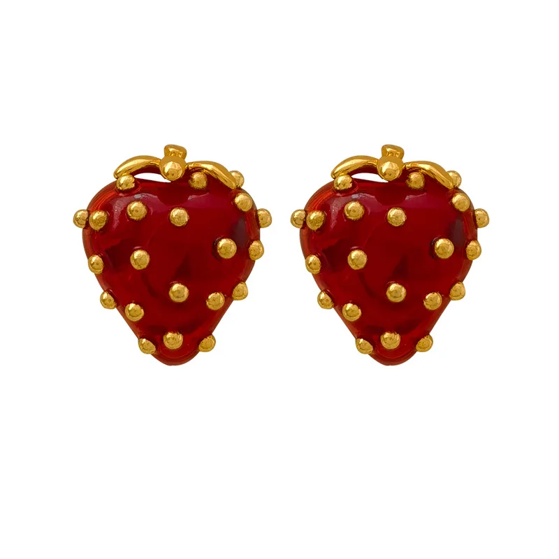 

Серьги в виде клубники из серебра S925 пробы