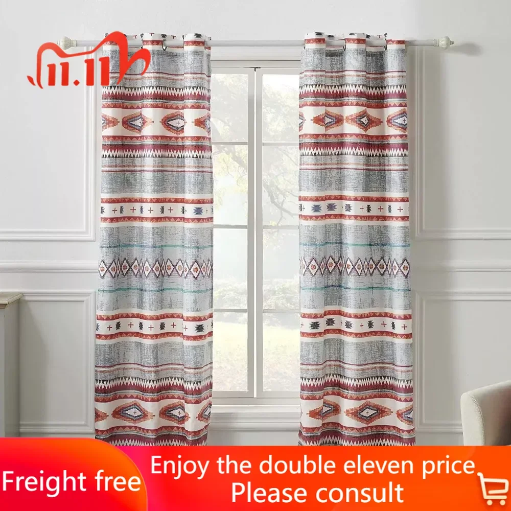 

Комплект занавесных панелей в западном стиле бохо, 2 бесплатных занавески, аксессуары для украшения дома, сада