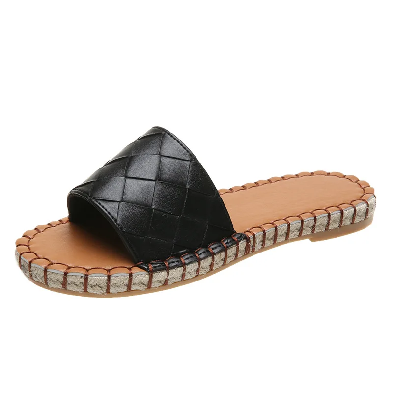 2023 summer new large size women's shoes European and American leopard snake pattern rubber bottom slippers women