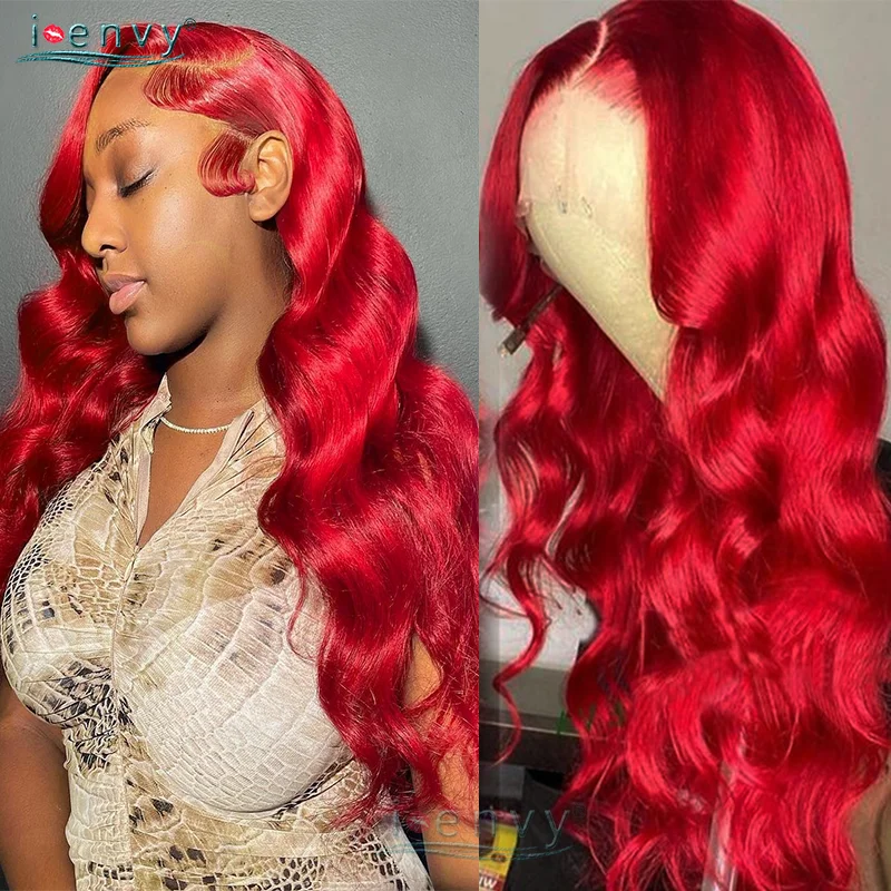 

Colored Red Lace Front Human Hair Wigs 13X4 Body Wave Transparent Lace Front Wig 99J Burgundy Curly Human Hair Lace Frontal Wig