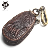 crocodile hand genuine leather car key wallet men holder housekeeper horse carving keychain covers zipper case bag pouch purse
