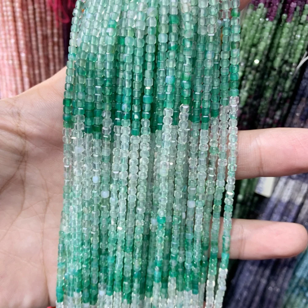 Натуральные граненые бусины 2x2 мм из турмалина лазурита агата кубика квадратный