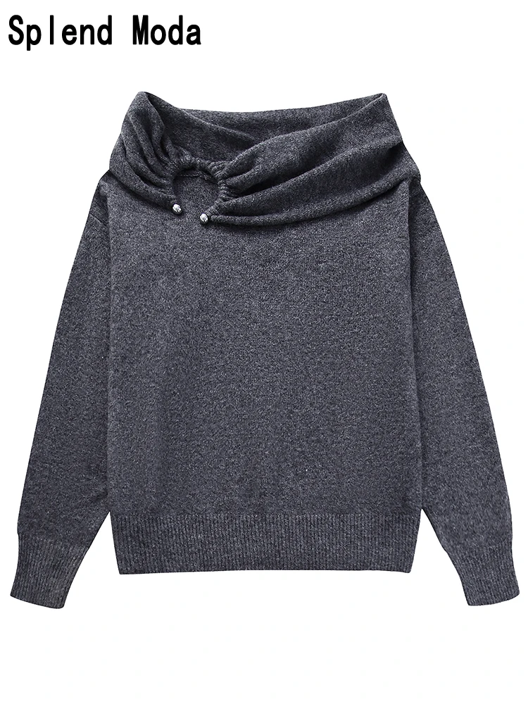 

Женский трикотажный свитер с открытыми плечами, Свободный пуловер с открытой спиной и длинным рукавом, в винтажном стиле, осень 2023