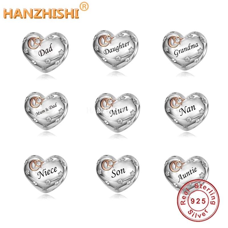

Niece Nan I Love You To The Moon & Back Charm 925 Sterling Silver Heart Bead Fit All Major Brands of Bracelets Necklaces Jewelry