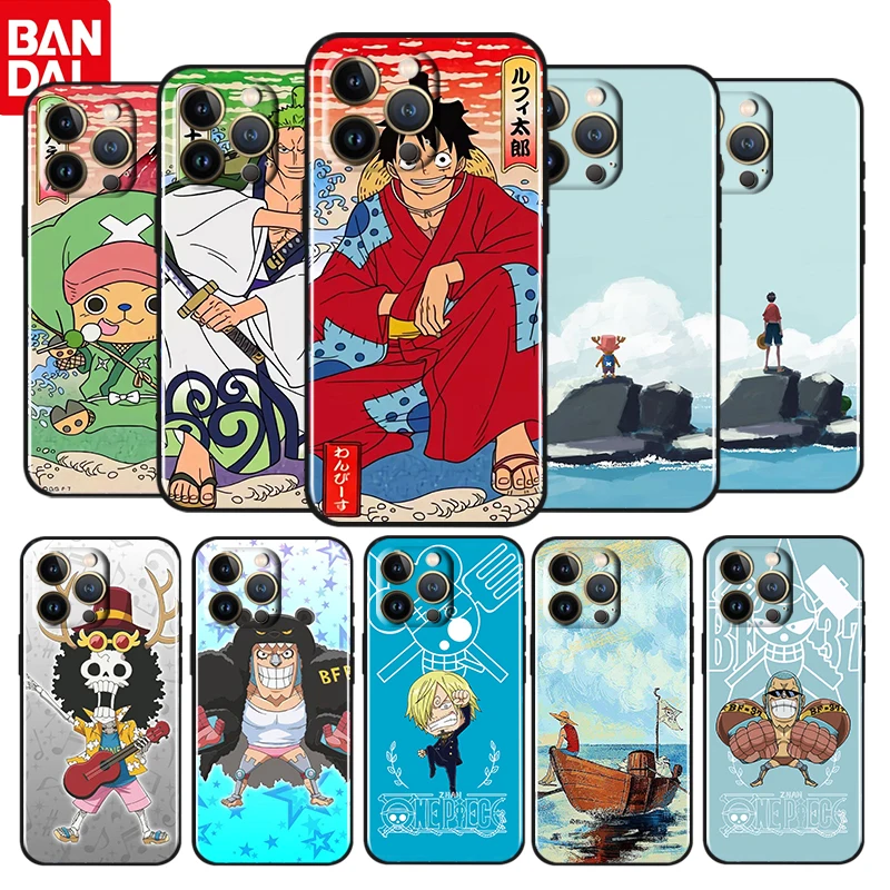 

Hot Cute Anime ONE PIECE For Apple iPhone 13 12 11 Pro Max Mini XS Max X XR 6 7 8 Plus 5S SE2020 Soft Silicone Black Phone Case