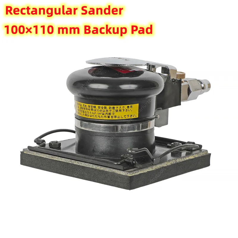 100*110mm Pneumatic Sheet Sander/Sandpaper Grinding Tool with Clip,Air Rectangular Polisher Non Vacuum Eccentric Sanding Machine