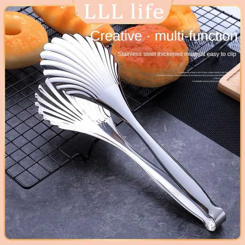 

28x6cm Desserts Pastry Clamp Silver Food Tongs Salads Bread Clip Buffet Cooking Tool 201 Stainless Steel Multifunctional