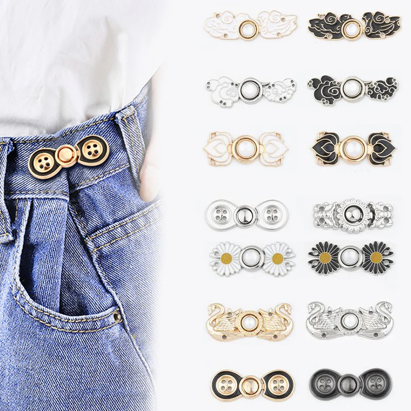 

Jeans Waist Button Trousers Waist Circumference Changed To Small Fixed Tightening Skirt Invisible Adjustment Button Alloy Buckle