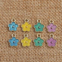 10pcs cute small enamel flower charms for jewelry making women diy earrings pendants necklaces handmade bracelets craft supplies
