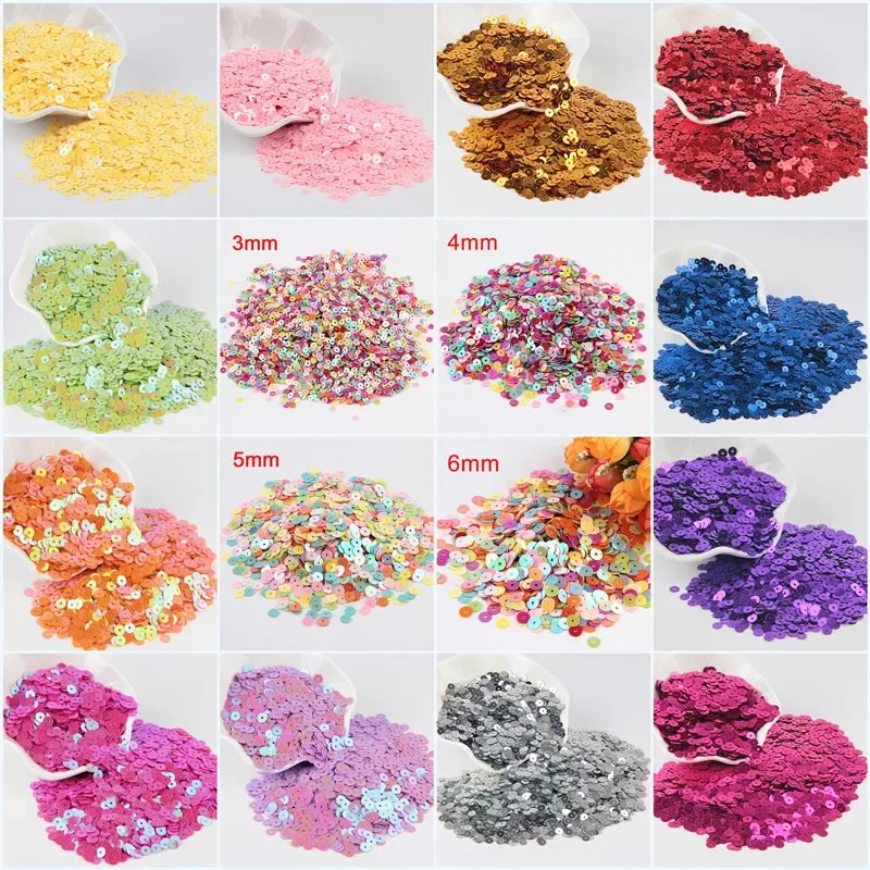 

3mm 4mm 5mm 6mm Flat Sequin Round Loose Sequins for Crafts Paillette Sewing Garment Bags Shoes DIY Accessories 10g