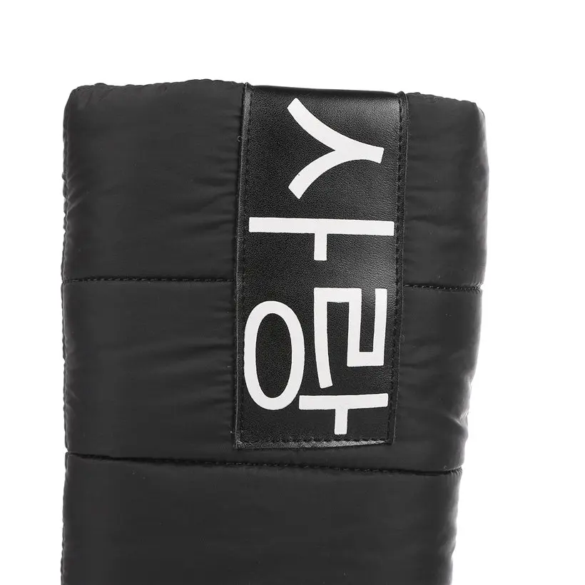 2022 Winter Women Snow Boots Platform Wedge Med Heels Round Toe Black White Down Plush Casual Travel Lady Slip-on Mid-calf Boots