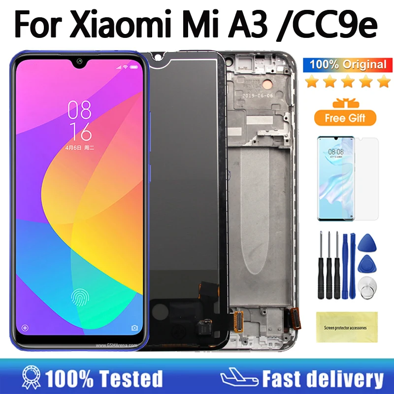 ЖК-дисплей AMOLED для Xiaomi Mi A3 CC9E, сменный сенсорный экран с рамкой для Mi A3, M1906F9SH, M1906F9SI, ЖК-дисплей в сборе