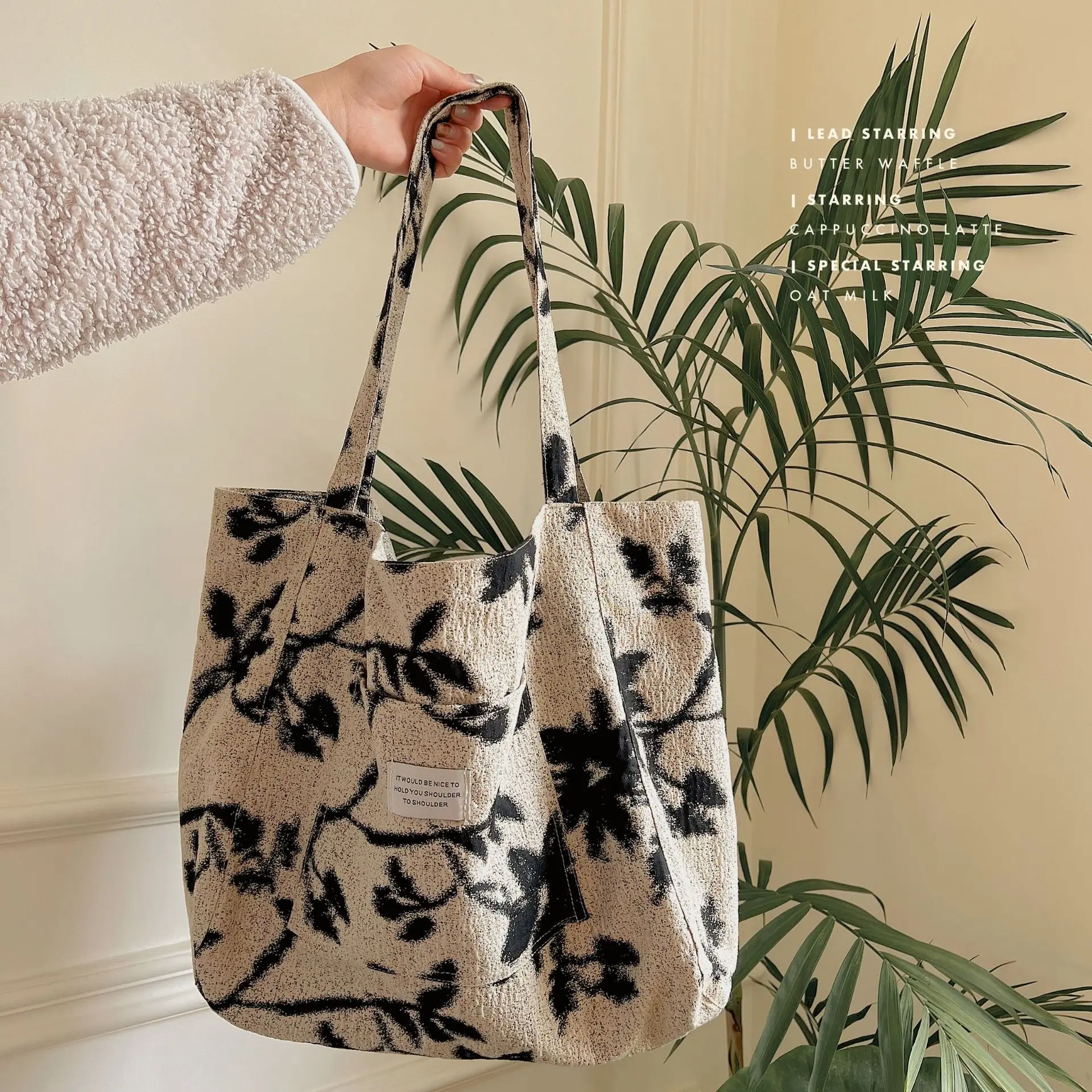 

2023 New Dyed Jacquard Canvas Bag With Large Capacity Underarm Shoulder Bag For Women High-end Retro Handbag