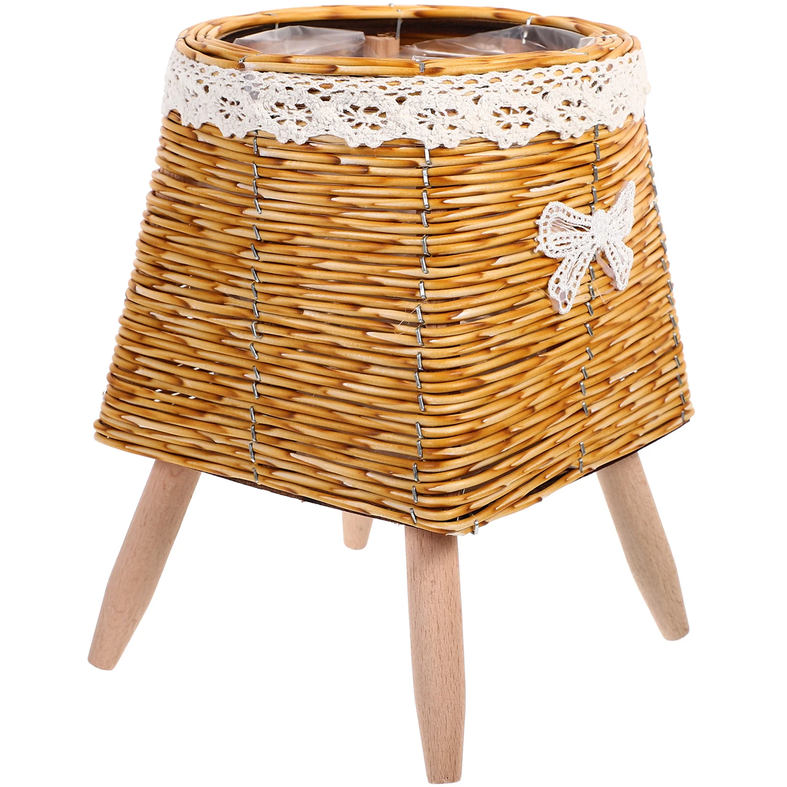 

Imitation Bamboo Triangular Wooden Leg Flower Pot Table Tripod Tabletop Flowerpot