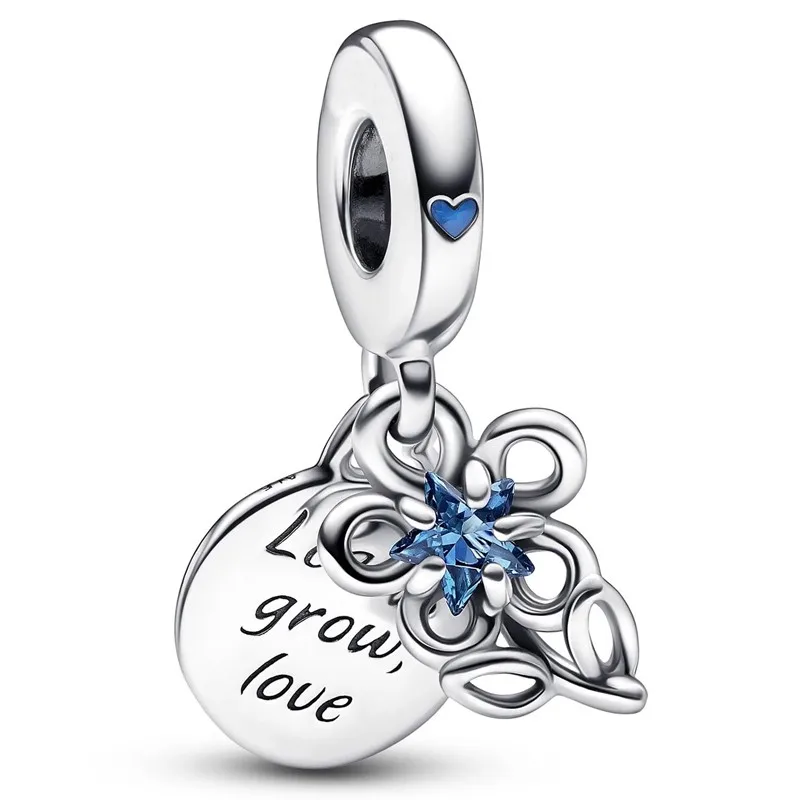 

Authentic 925 Sterling Silver Moments Blooming Flower Double Dangle Bead Charm Fit Women Pandora Bracelet & Necklace Jewelry
