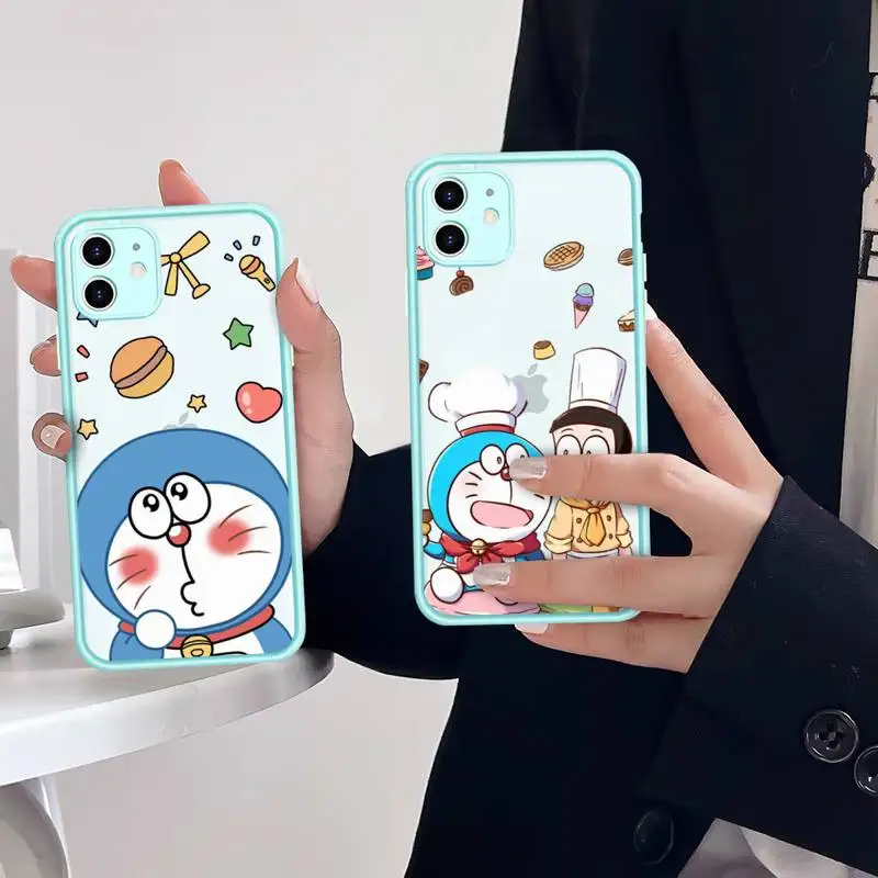 

Anime Doraemon Phone Case for iPhone X XR XS 7 8 Plus 11 12 13 pro MAX 13mini Translucent Matte Case