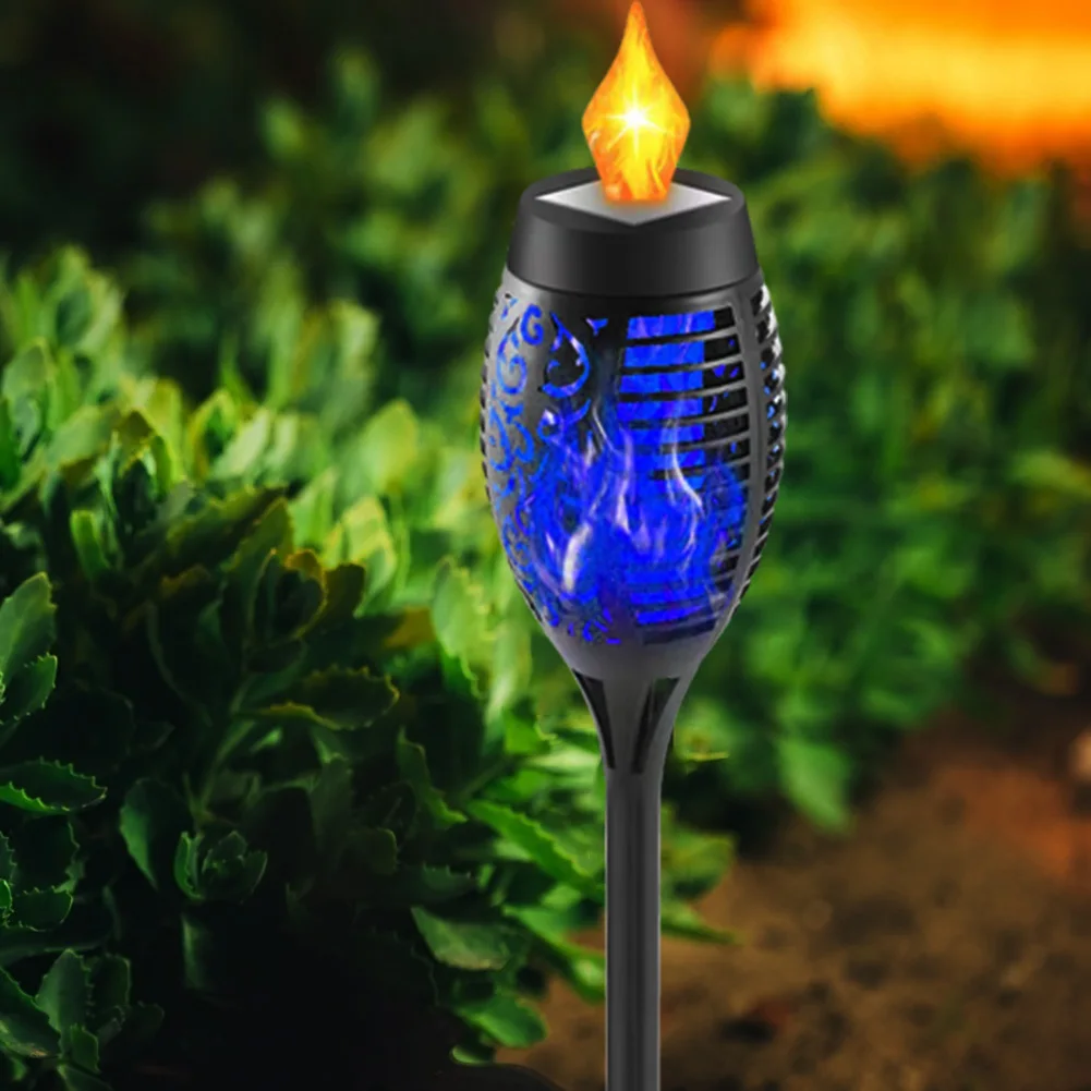Solar LED Flame Torch Light Outdoor Waterproof Decor Lighting Auto On Off Pathway Lights for Garden Landscape Lawn