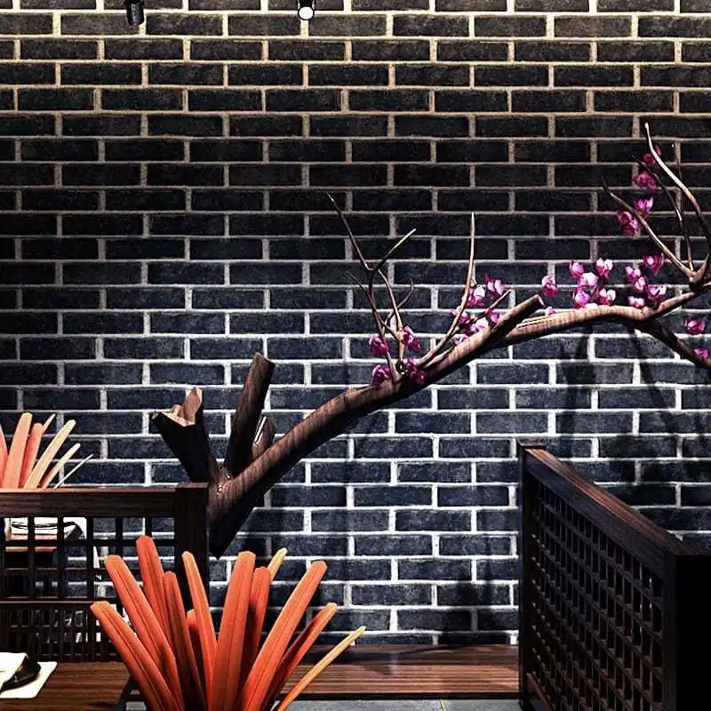 

Chinese style brick pattern red brick blue brick antique brick wallpaper 3D stereoscopic brick culture stone background wall