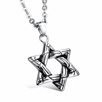 new israel star of david stainless steel novelty hexagram pendant mens necklace chain fashion men jewelry christmas gift