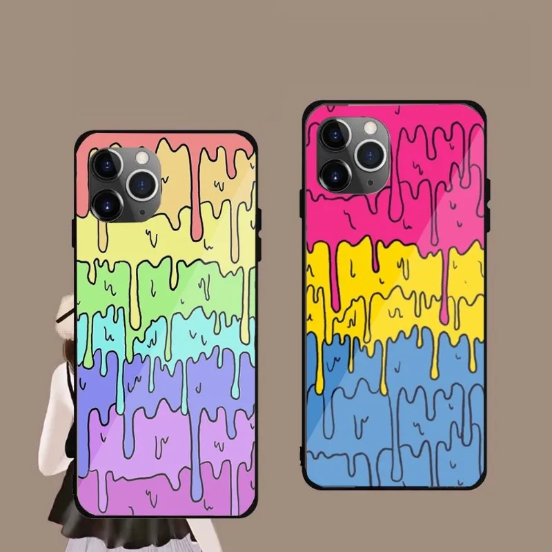 

Чехол для телефона Pastel Kawaii для IPhone 14, 13, 12, 11, XS, X, 8, 7, 6 Plus, Mini Pro, Max, SE 2022, черный ПК, ТПУ, стеклянный чехол для телефона