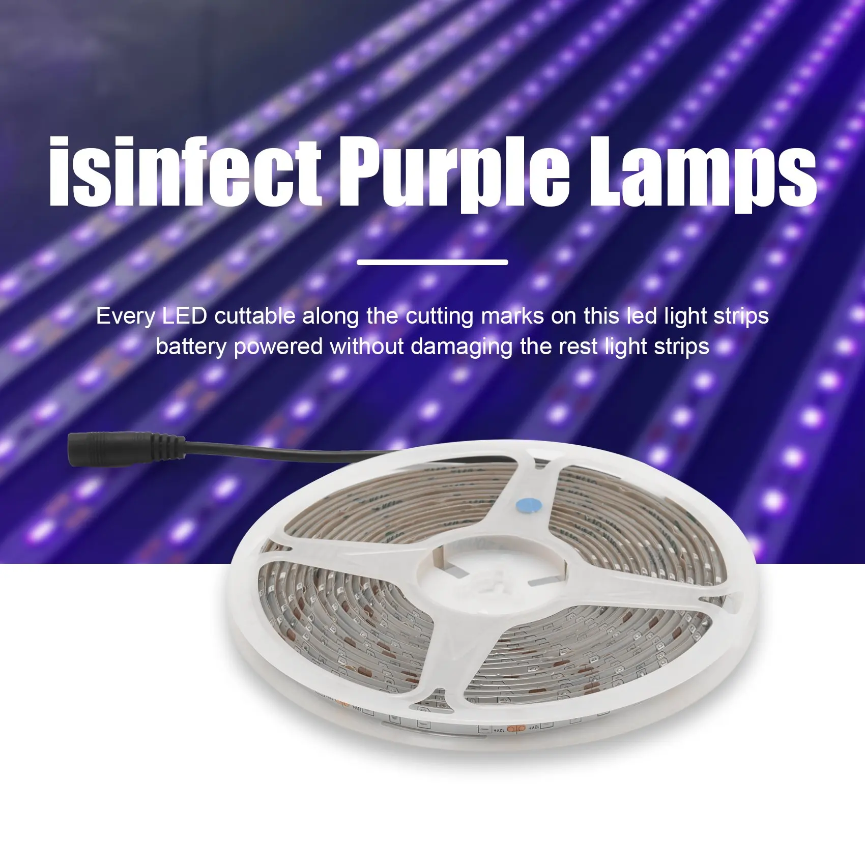 

10M LED UV Light Strip Ultraviolet Flexible Purple 33FT Blacklight 600 LEDs Disinfect Light Strip