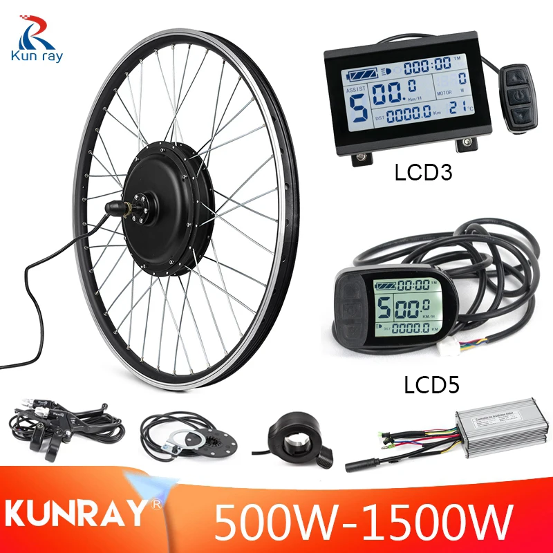 

Electric Bicycle 48V 500W 1000W 1500W Rear Motor Wheel 20-29inch 700C E-Bike Brushless Hub Motor Ebike Conversion Kit Kunray