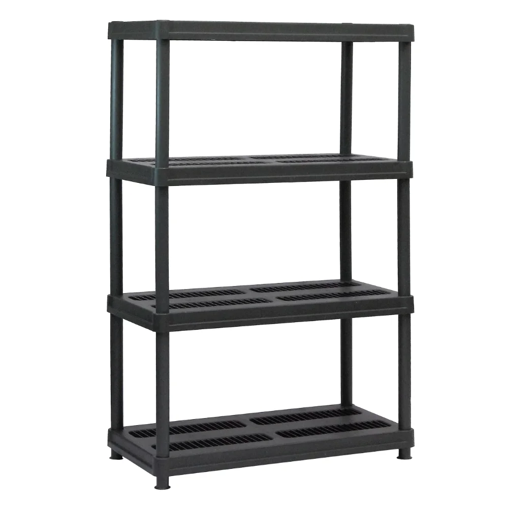 

36"W X 18"D X 56"H 4-Shelf Resin Freestanding Shelves, Black Standing Shelf Units Storage Rack Shelves