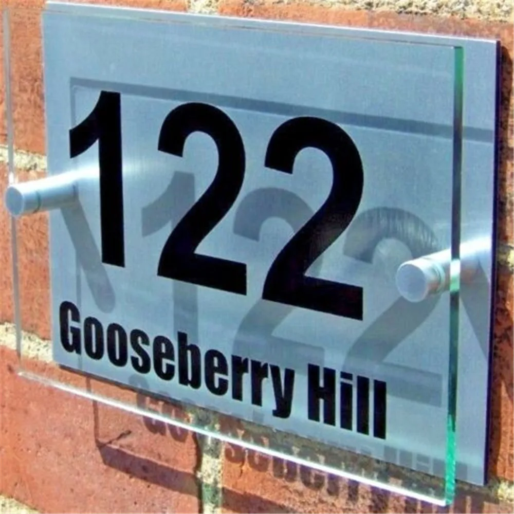 

Customize HOUSE DOOR NUMBER PLAQUE WALL GATE SIGN PLATE NAME GLASS ACRYLIC ALUMINIUM