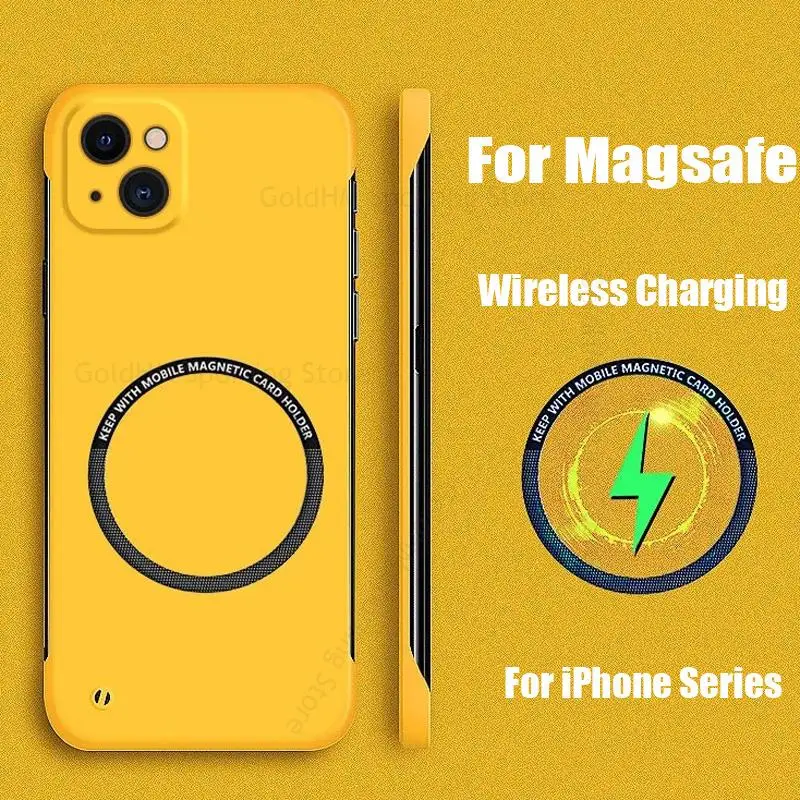 

For Magsafe Frameless Phone Case For iPhone 14 Pro Max Candy Color Magnet Magsafing Cover For Apple 12 11 13 14 Pro Max 14 Plus