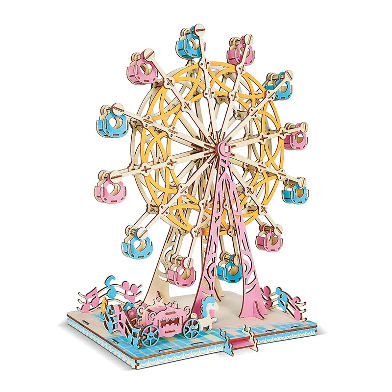 

Puzzle Wooden Toys DIY 3D Puzzles Jigsaws Model Ferris Wheel Wood Toys For Children Baby Wooden Puzzles For Kids Adults