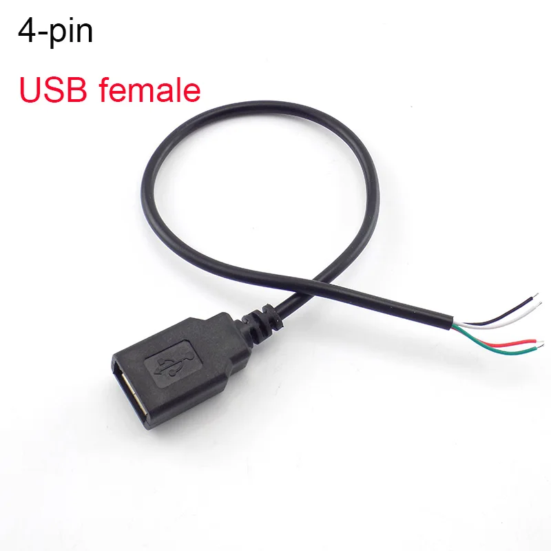 

1 м, 2 м, 2-контактный 4-контактный разъем USB 2.0 A, гнездовой разъем для зарядки, зарядка, детальный кабель, удлинитель, разъем DIY, адаптер 5 В B4