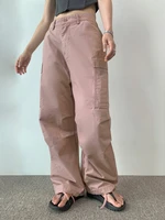 sunny y j y2k pockets zipper drawstring pink pants low waist streetwear trousers women sporty joggers basic korean sweatpants
