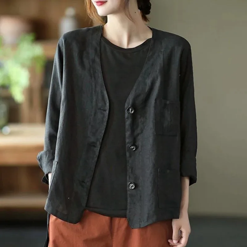 Женский кардиган с V-образным вырезом длинным рукавом