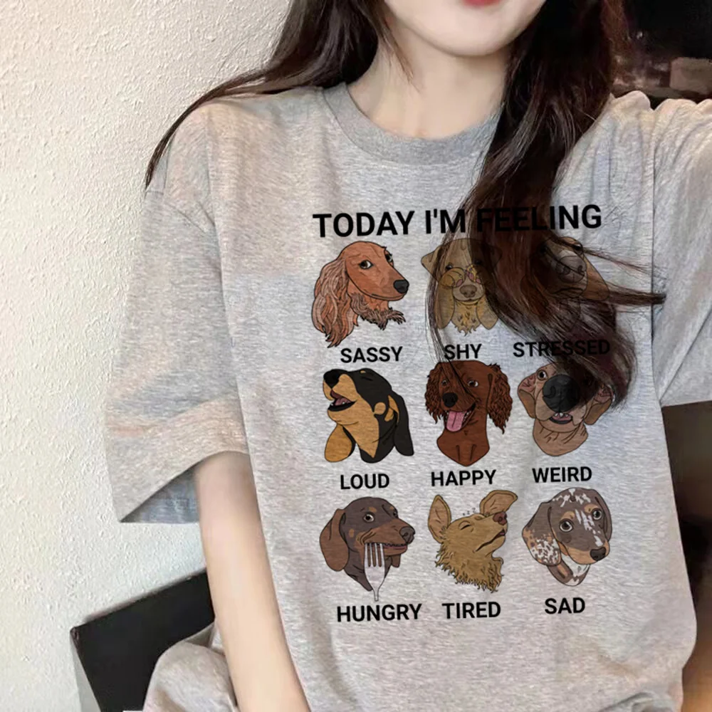 

Dachshund t-shirts women streetwear funny comic tshirt female 2000s Japanese clothes